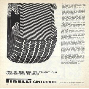 1967 Pirelli Cinturato Tires We Taught Competitors Vintage Mag Print Ad/Poster